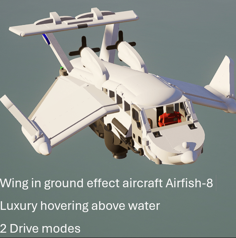 Airfish-8 aircraft hovers above water