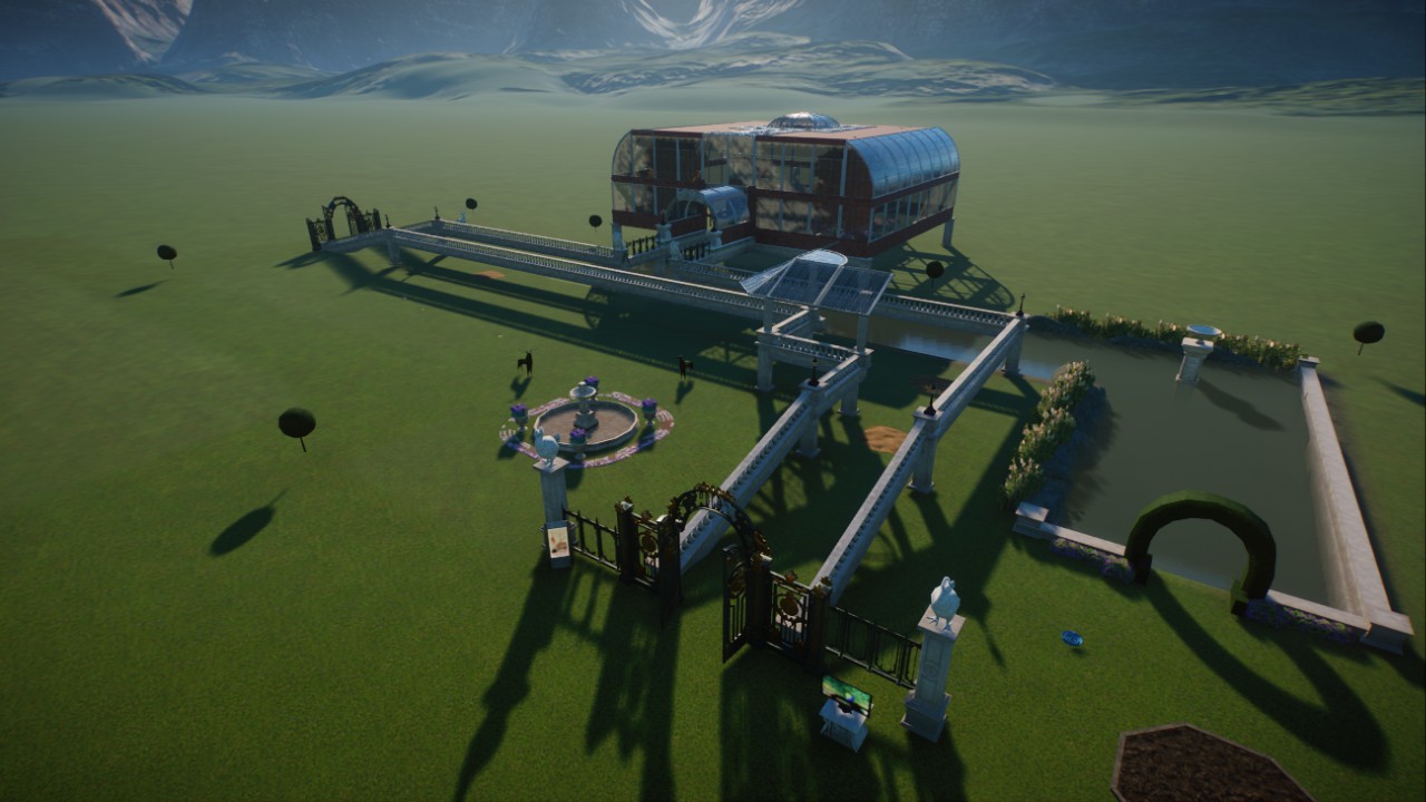 Classical pea habitat with green house shops