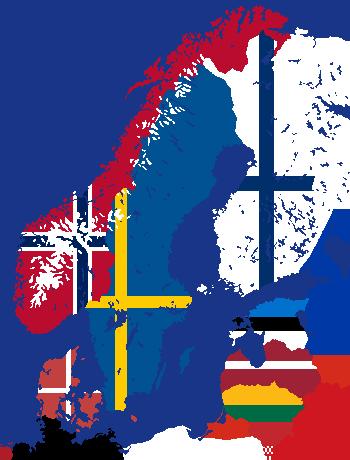 Northern Europe Flag Map