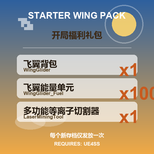 开局赠送飞翼背包+能量+切割器