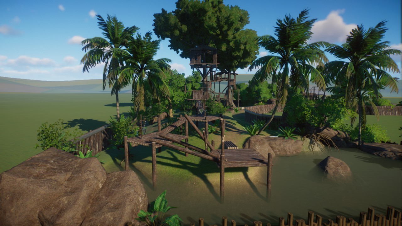 Chimpanzee or Bonobo Habitat w Treehouse
