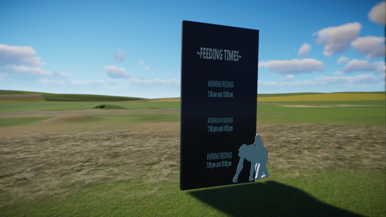 Feeding times sign