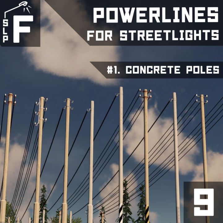 FSLP: Powerlines for streetlights #1: Concrete poles 7-8m
