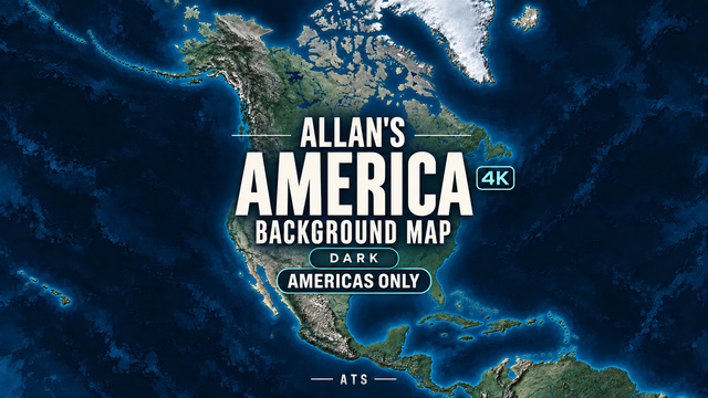Allan’s America Background Map 4K – Dark– Americas Only