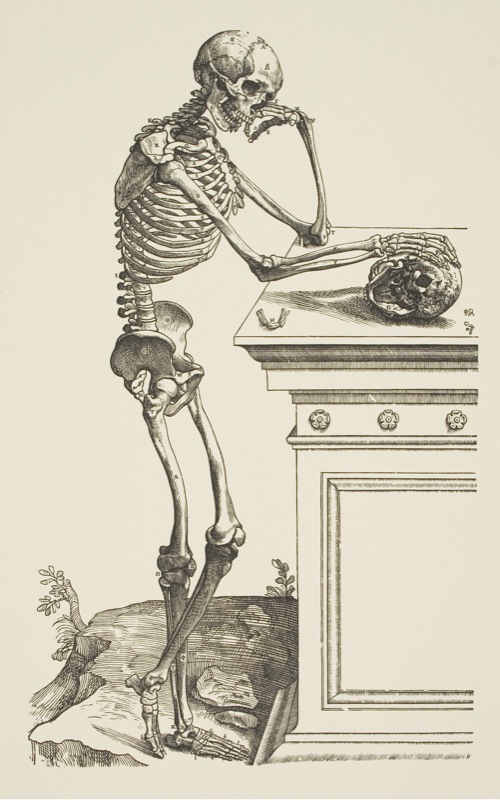 Thinking skeleton poster