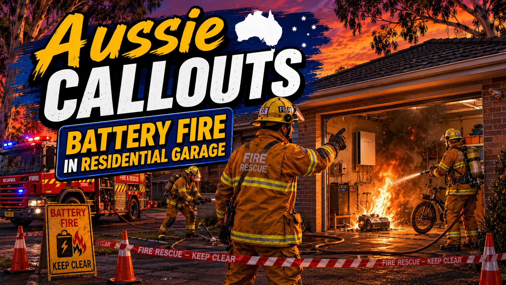Aussie Callouts - Battery fire in Garage