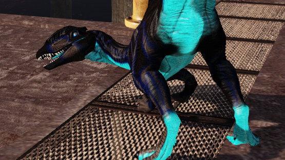 Blue flames dilophosaurus
