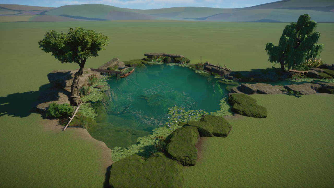 Pond and stones scene