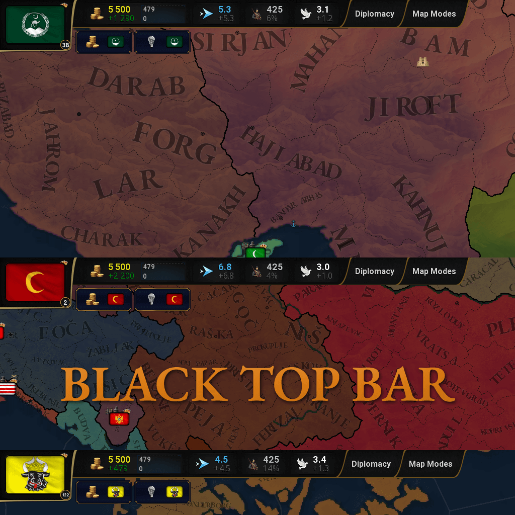 Black Top Bar UI
