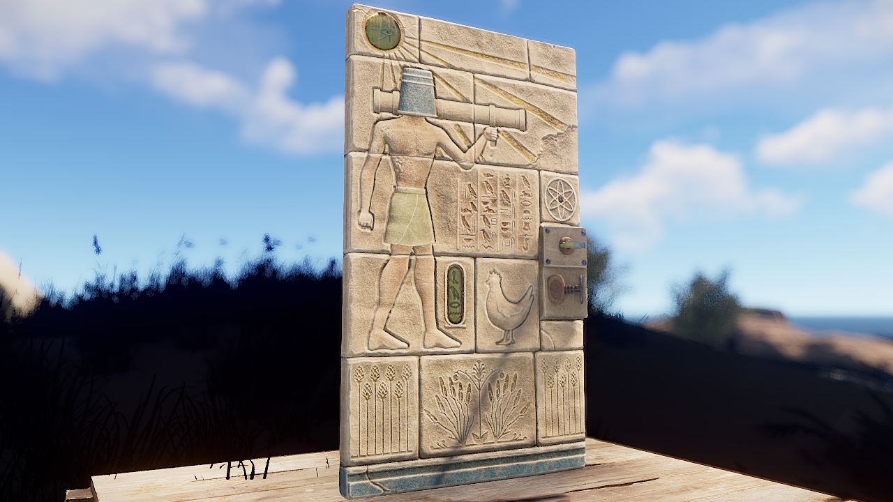 Hieroglyphic Metal Door