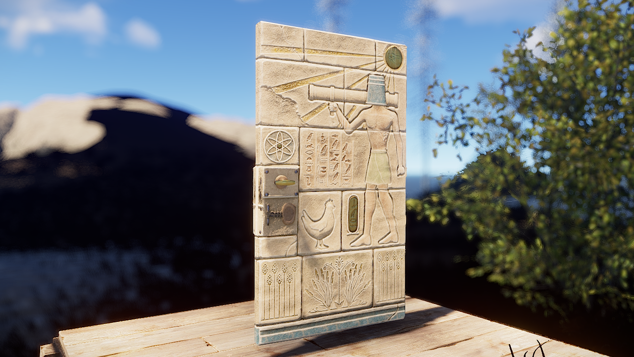 Hieroglyphic Metal Door