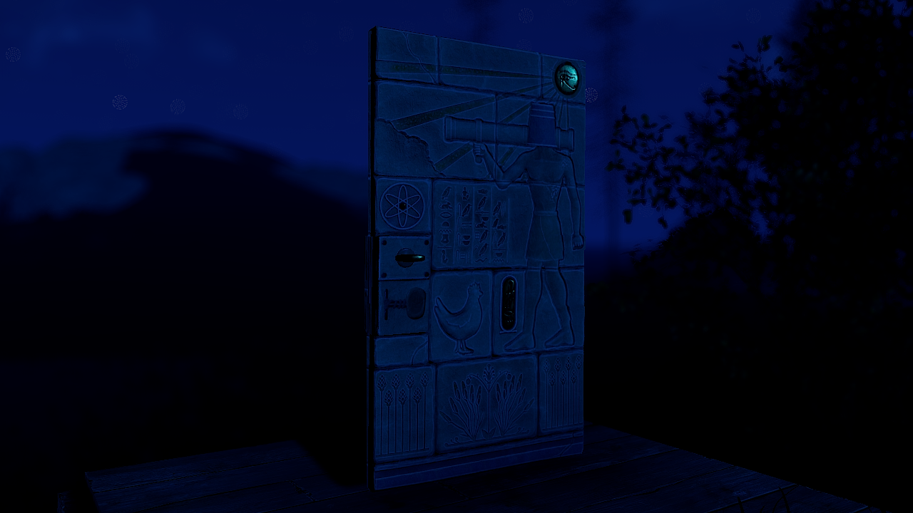 Hieroglyphic Metal Door