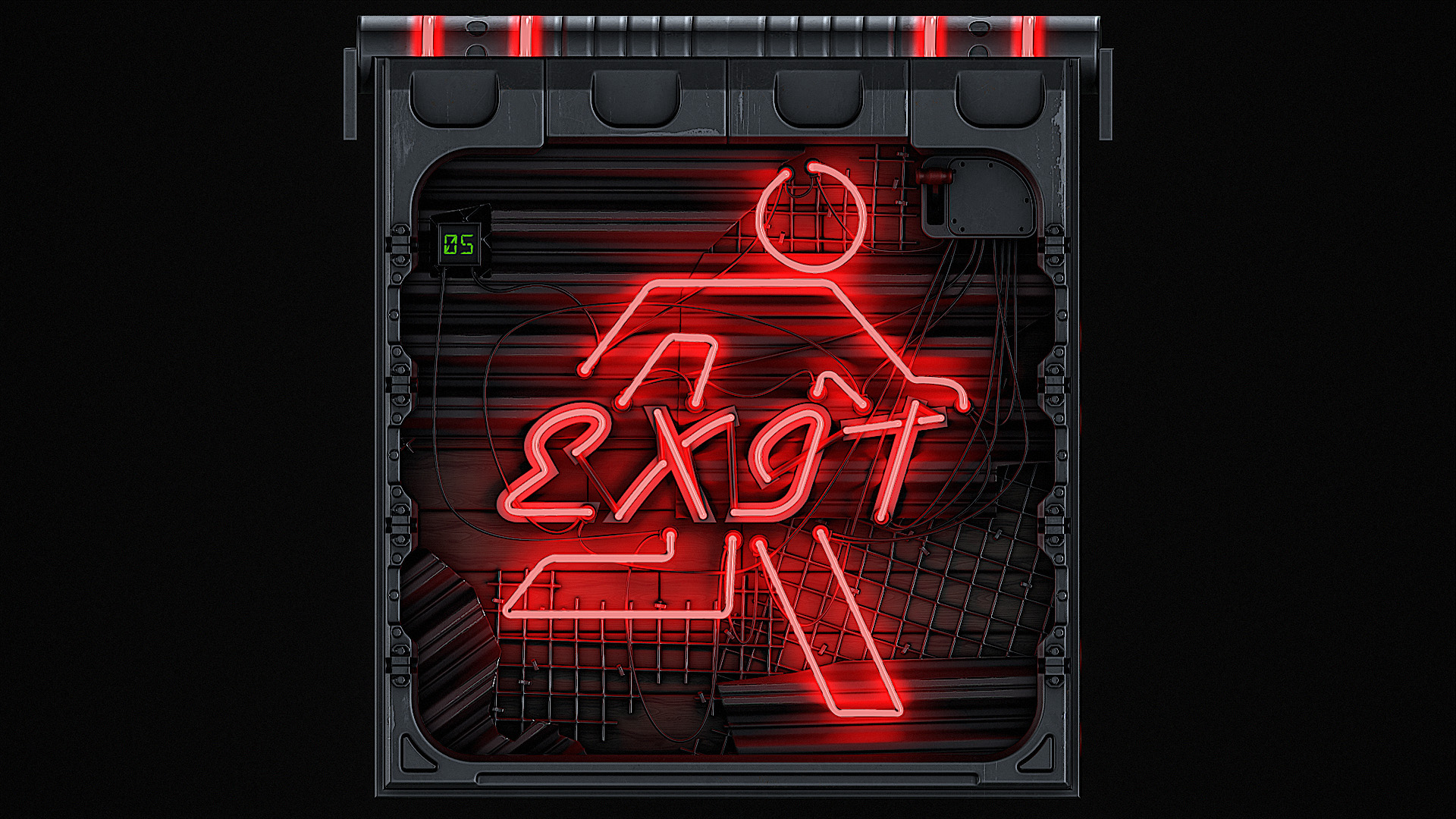 Neon Exit Garage Door