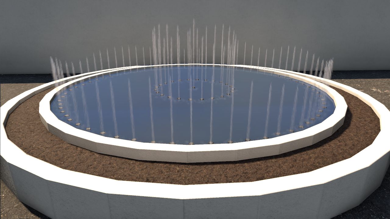 Wavy round fountain with planter preview
