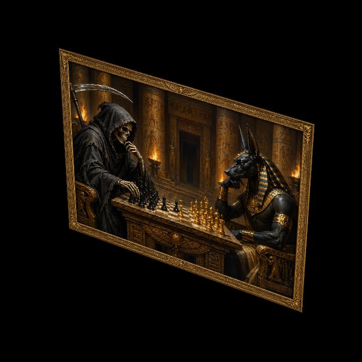 Painting, Thanatos vs. Anubis