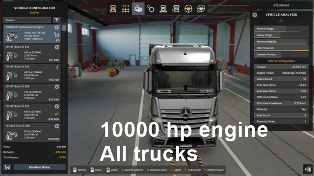 10000 HP Engine for All Trucks (ETS2)