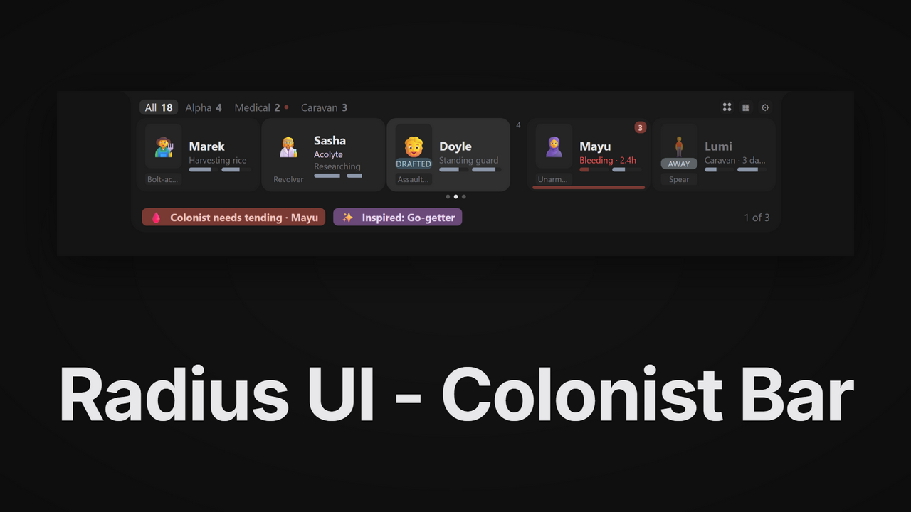 Radius UI - Colonist Bar