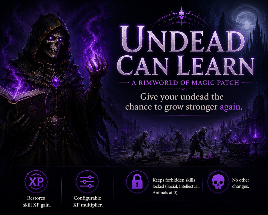 Undead Can Learn - A RimWorld of Magic Patch mod preview for RimWorld