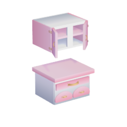 Pastel Cabinet W/ Overhead Shelves