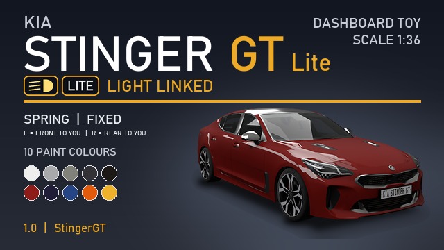 Kia Stinger GT - Dashboard Toy LITE Light Linked (1:36)