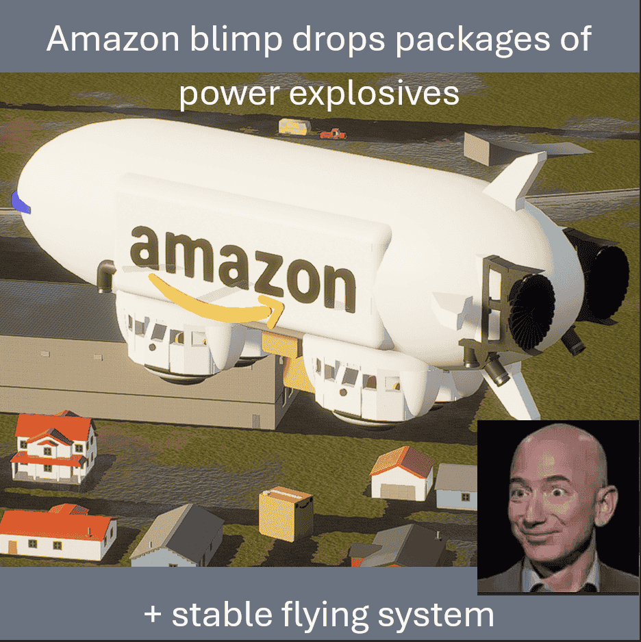 Amazon blimp drops packages of power
