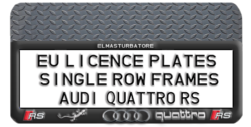 EU Licence Plates - Single Row Frames #3 Audi Quattro RS