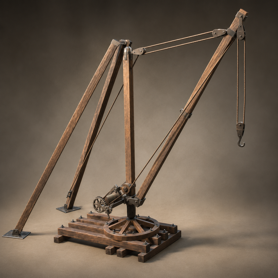 Early Portable Derrick Crane