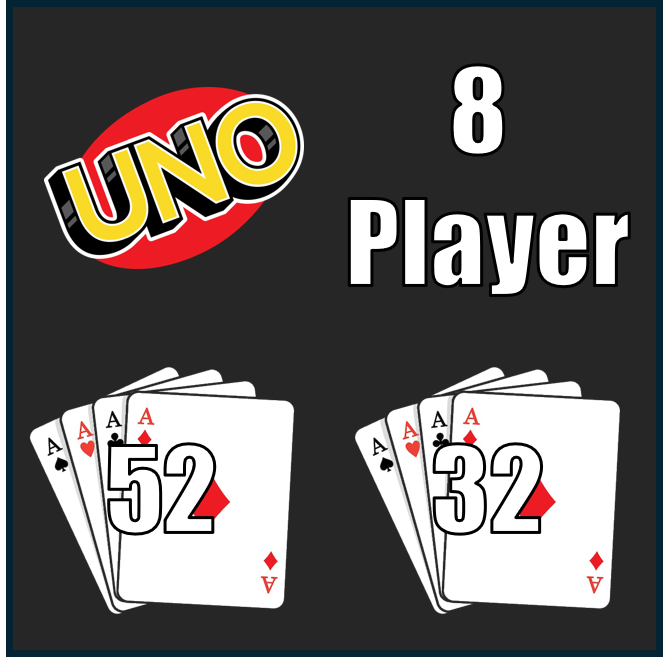 Card table with UNO/32/52-card decks preview