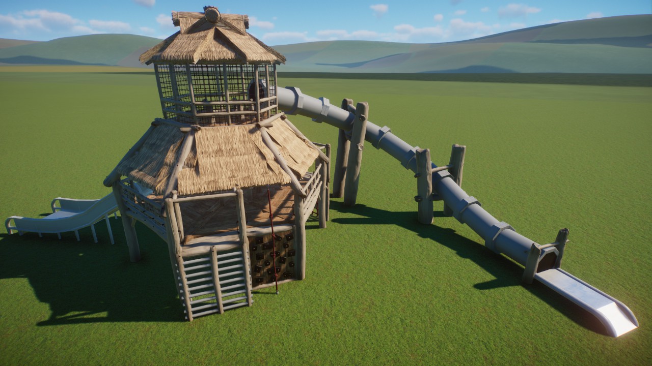 Large playhouse with two slides