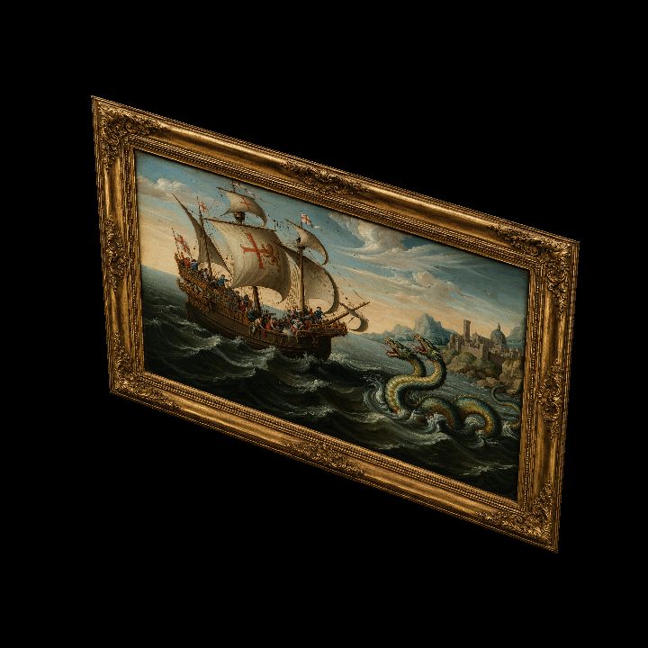 Painting, Ship vs. Sea Serpent {2D}