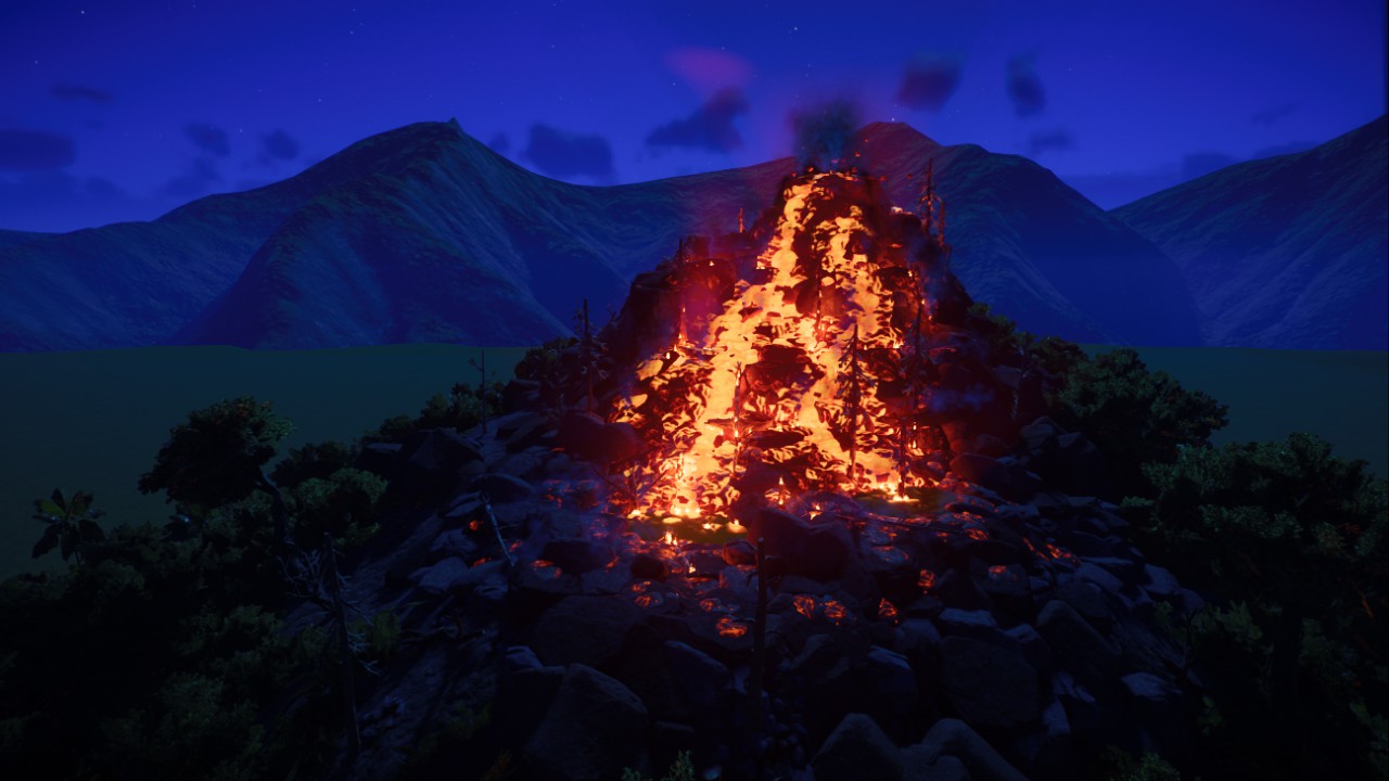 Volcano with terrain, Vulkan mit Gelände