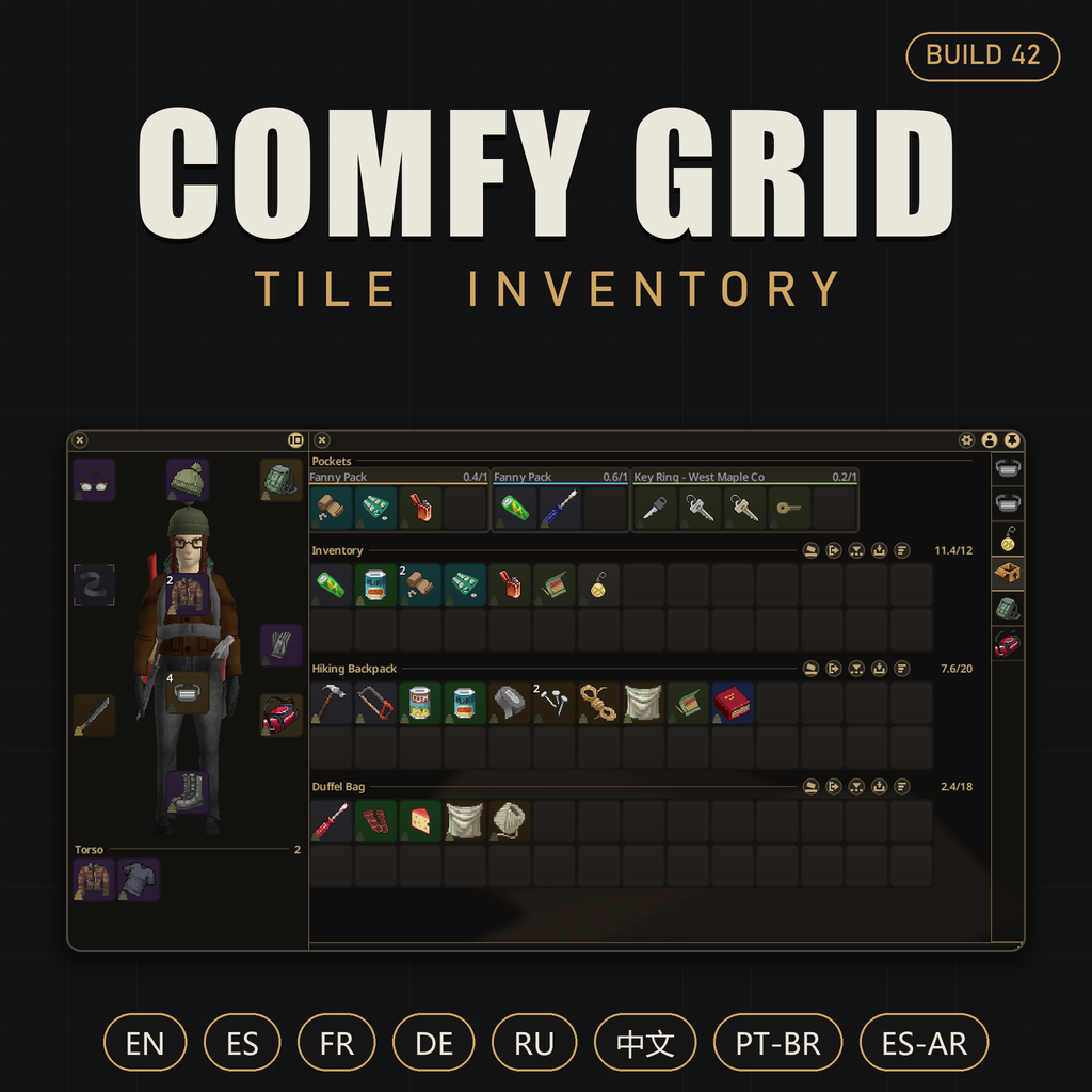 Comfy Grid - Tile Inventory [B42] – Project Zomboid Mod