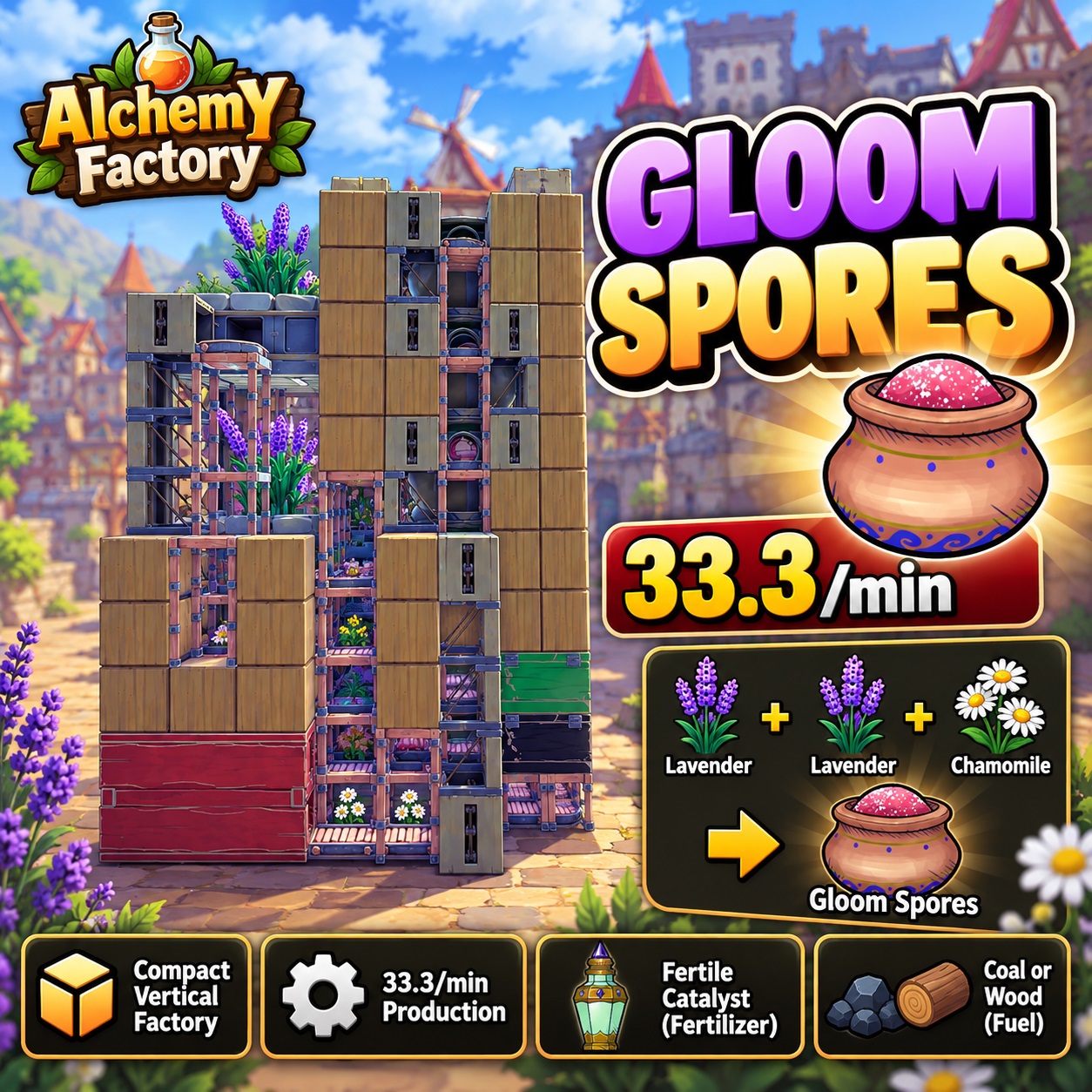 Gloom Spores — Compact Vertical Factory | 33.3/min