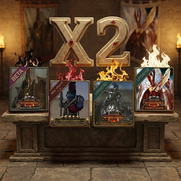 X2 LOW Legion: Phoenix Legion, Dragon Legion, Black Guard Legion, Legions of the Scarlet Empire.