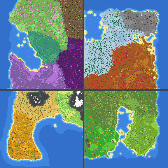 Divided into fourths