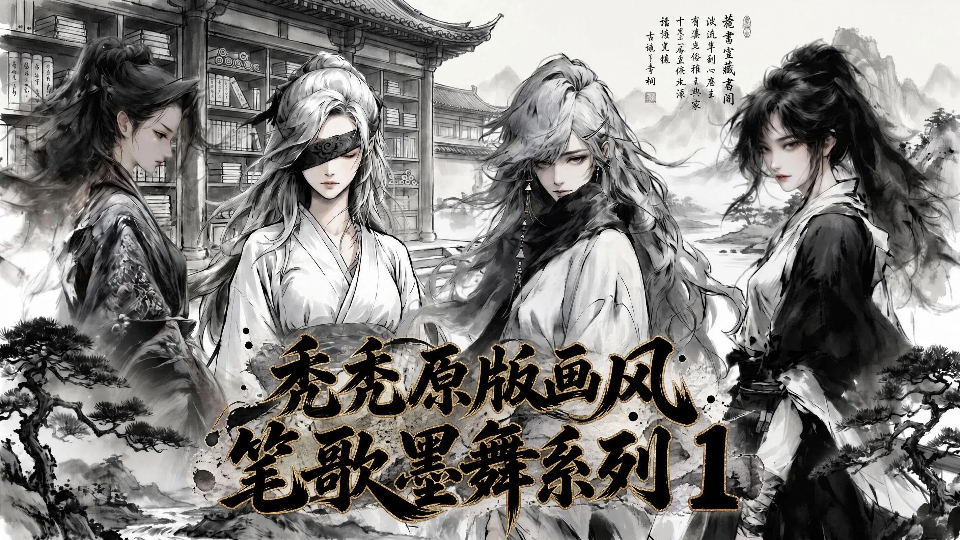 【秃秃原版画风】笔歌墨舞系列1（4*女立绘+NPC+战斗小人）