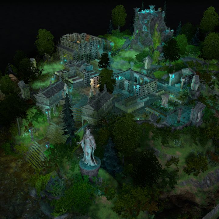 GRAVEYARD & BARROWS above, 50x36 (evil dark version)