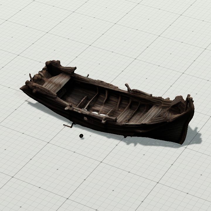 broken viking longship wreck, low detail