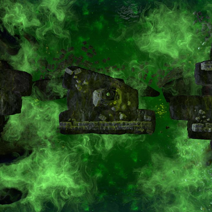 hellscape - melting bridge, caustic, 48x32