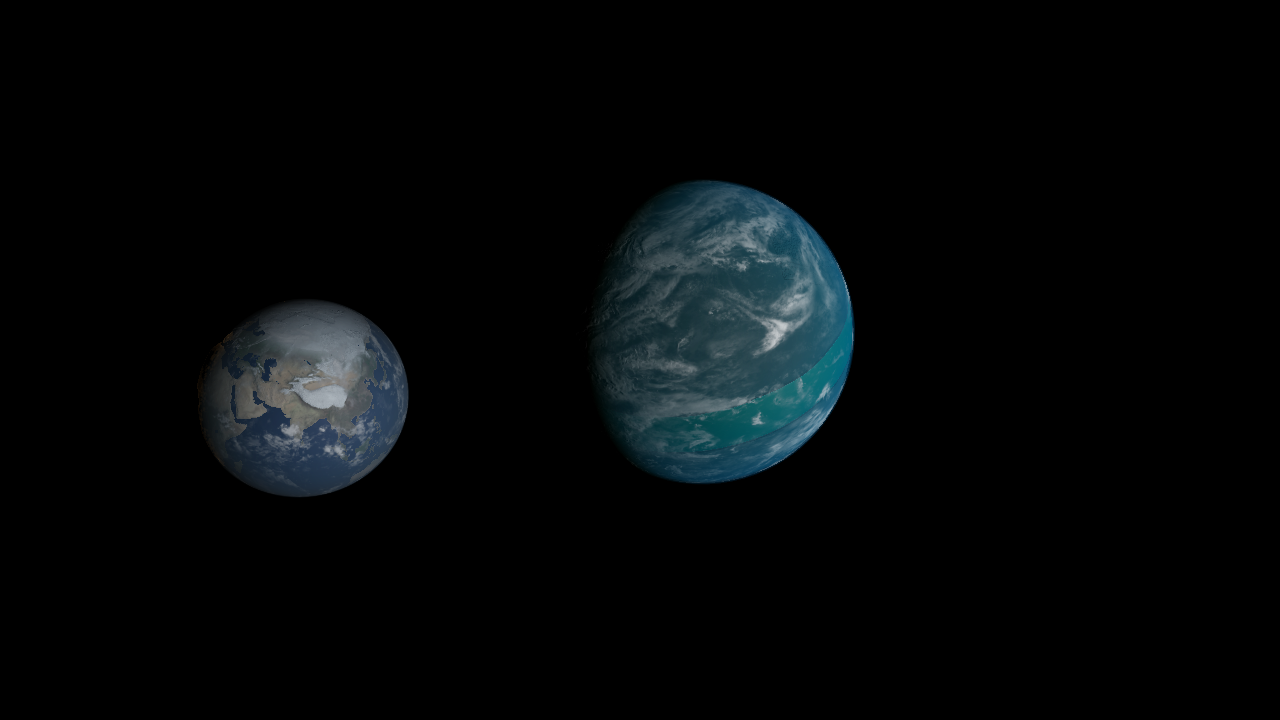 Earth compared to Kepler-22b