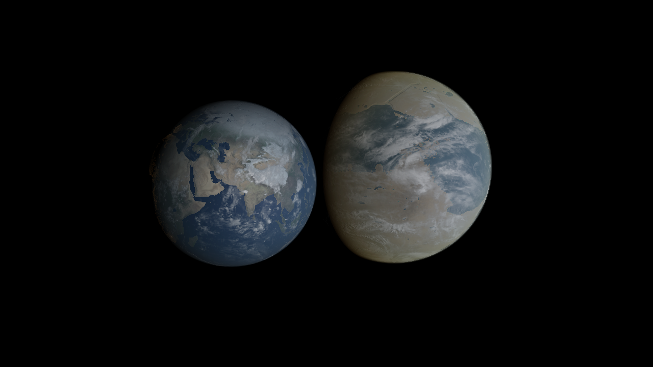 Earth compared to Kepler-452 b