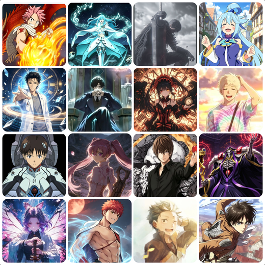动漫人物-Fate,进巨,咒术,鬼灭,EVA,诡秘之主,妖尾,死笔,overlord,Re0.斩瞳,石头门,寄生兽,素晴,芙莉莲等