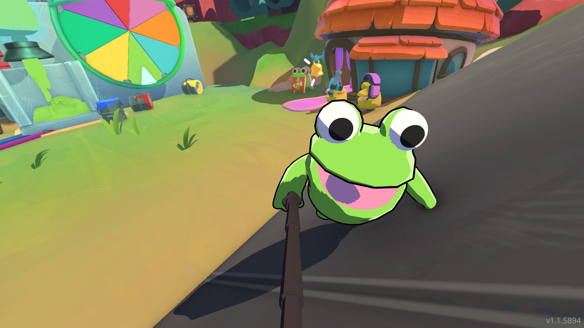 Frog Sqwad - Tampilan gameplay beberapa katak di selokan