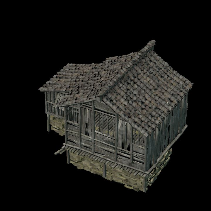 Raised log hut