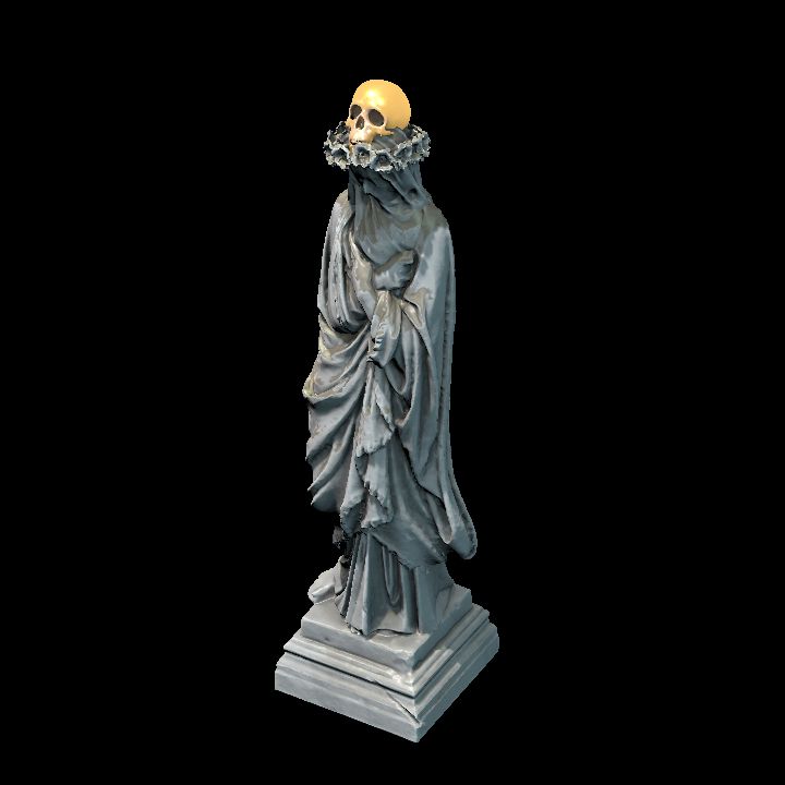 statue with skull