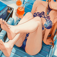 Orange-Haired Girl on a Beach Chair | 4K loop preview