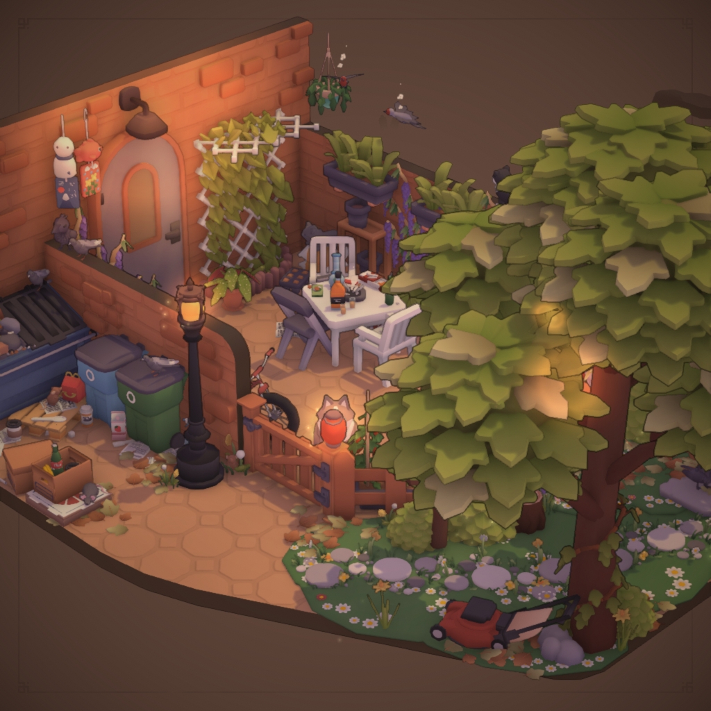 back patio, alleyway, & park