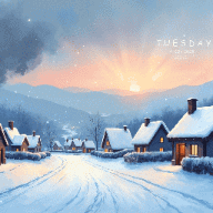 beautiful watercolor winter landscape preview
