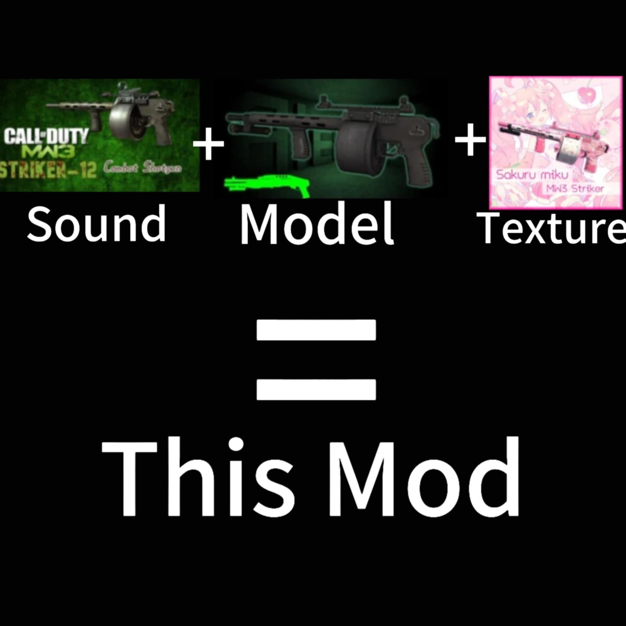 A combination of MW3 Striker Sound X MW3 Striker (MW2 Anims) X Sakura Miku Skin

