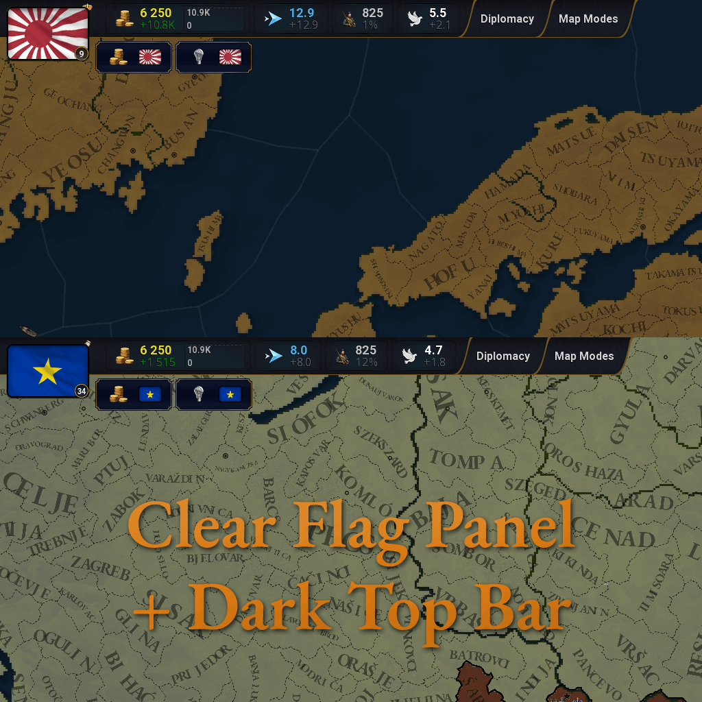 Clear Flag Panel + Dark Top Bar